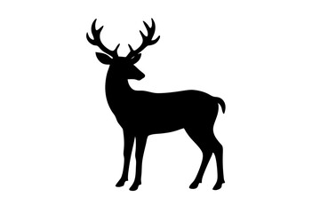 Deer black silhouette vector, Simple silhouette Design vector icon with white background