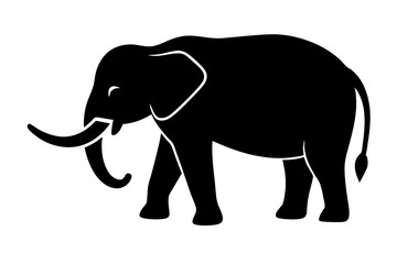 elephant black silhouette vector, Simple silhouette Design vector icon with white background