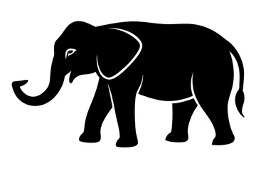 Obraz premium elephant black silhouette vector, Simple silhouette Design vector icon with white background