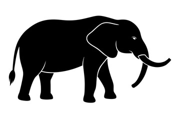 elephant black silhouette vector, Simple silhouette Design vector icon with white background