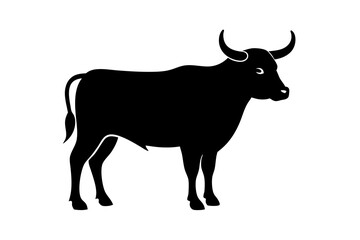 Bull black silhouette vector, Simple silhouette Design vector icon with white background