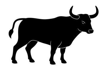 Bull black silhouette vector, Simple silhouette Design vector icon with white background