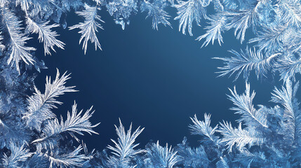 Frostwork frame ai art: generative art, winter wonderland, ice crystals, frozen patterns, fantasy frame. Frostweave. Illustration