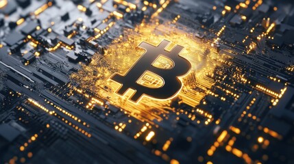 Bitcoin Cryptocurrency Digital Circuit Board Technology Innovation Future