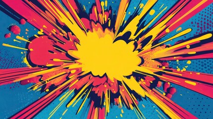 Fototapeta premium Abstract colorful explosion with dynamic lines and splatters.