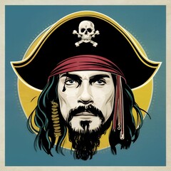 sea pirate skull and bones