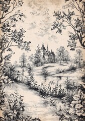 French Toile Junk Journal Papers Vintage Toile De Jouy Journal Pages Shabby Chic Paper