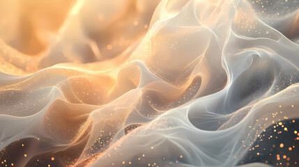 Fototapeta premium Delicate frosty patterns shimmer in warm light, creating a stunning contrast against a soft, blurred backdrop of winter glow. generative ai. Frostweave. Illustration