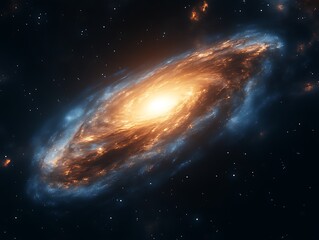 Fototapeta premium A vibrant spiral galaxy in deep space among stars