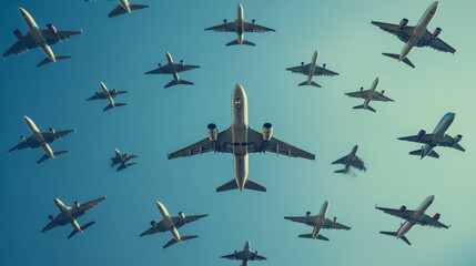 Vector seamless pattern of aircraft.