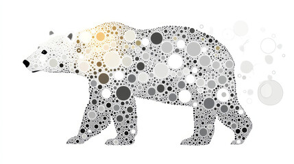 Polar bear from the particles. The bear consists of dots and circles. Vector illustration