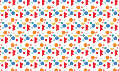 Obraz premium Seamless pattern with square triangle circles and fresh color Hexagons on white background Vector Illustration repeating texture