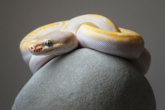 Studiolit photograph ball python on smooth stone serene mood