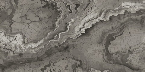 Abstract stylized topographic lines in contour map Paper edges for art abstract gray and white water waves background.