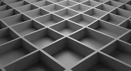 Abstract 3D Grid Pattern: Grey Geometric Background Texture