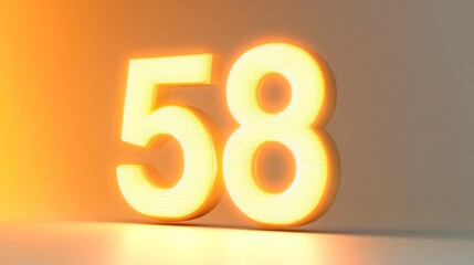 Glowing number 58 on a plain background.