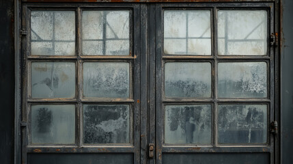Modern metal door of office store, isolated  glass window frame element for design
