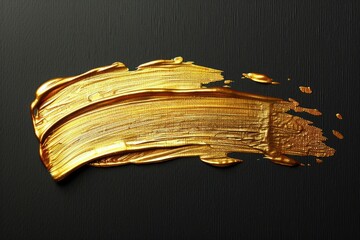 Abstract gold paint stroke on transparent background, luxurious texture.