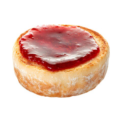 Toasted English muffin with jam transparent  background