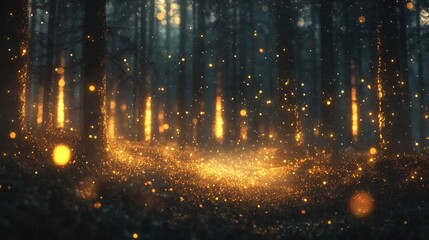 Enchanting Firefly Lit Forest Floor At Dusk