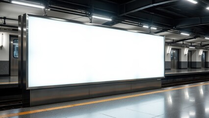 Empty mockup for advertising in a subway station with clean white background and banner space.