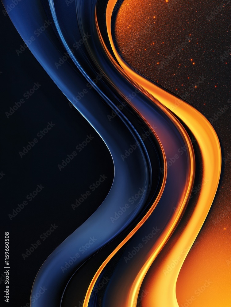Poster Glossy waves in vibrant colors create an abstract composition with dynamic curves and a sense of fluidity and energy. Generative AI