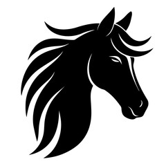 Horse Head black silhouette vector, Simple silhouette Design vector icon with white background