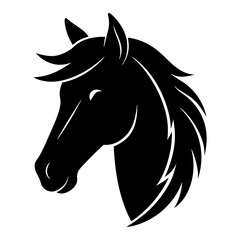 Fototapeta premium Horse Head black silhouette vector, Simple silhouette Design vector icon with white background