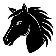 Fototapeta premium Horse Head black silhouette vector, Simple silhouette Design vector icon with white background