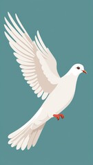 Obraz premium Elegant white dove in flight against a soft teal background