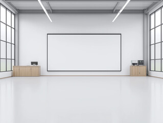 Spacious Workshop Environment Mockup with Clear Instructional Space