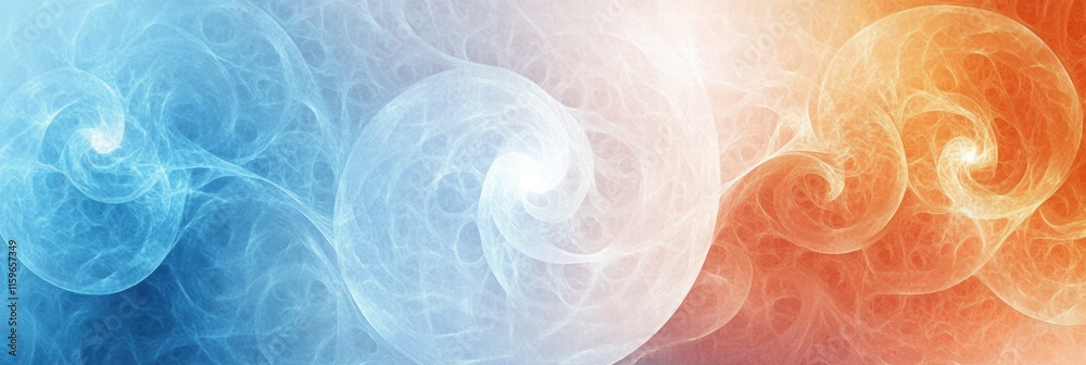Aufkleber dynamic abstract fractal patterns with blue and orange swirls providing ample copy space for text in