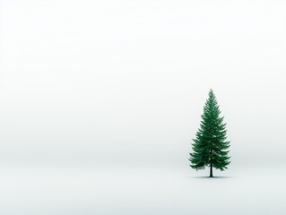 Obraz premium Solitary Fir Tree, Perfectly Centered, the Soul of Its Landscape