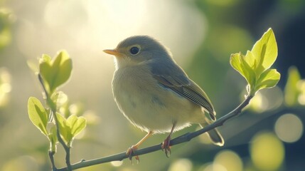 Small Bird Perched On A Branch In Sunlight