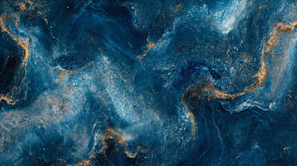 Abstract deep blue and gold marble texture
