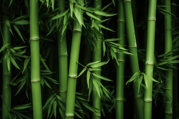 Obraz premium Green Bamboo Forest. Natural Background of Verdant Bamboo in a Lush Garden Setting with a Touch of Asia & Japan