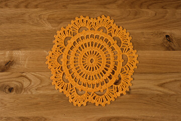 Beautiful hand-embroidered napkin, lying on the table