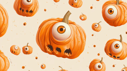 Halloween. Pumpkin with eyes and mouth isolated on light background. Vector illustration.