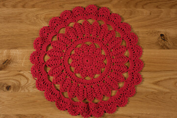 Beautiful hand-embroidered napkin, lying on the table