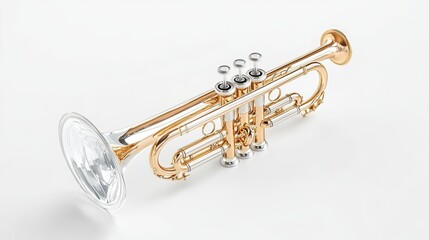 Obraz premium Classical wind instrument trumpet in a realistic 3D illustration Isolated background