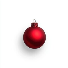 A Single Red Christmas Ornament Hanging Gracefully Against a Clean White Background, Perfect for Holiday Decorations and Seasonal Celebrations
