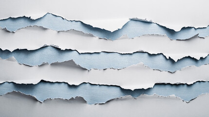 Fototapeta premium Torn white and blue note, notebook paper strips and pieces stuck on grey background. Vector illustration
