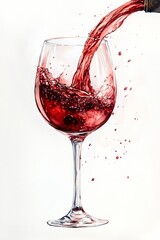 illustration of red wine poured into a glass 