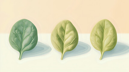 Three Spinach Leaves