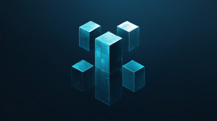 Vector letter I logo. The logo is the letter I consists of cubes. Blue style