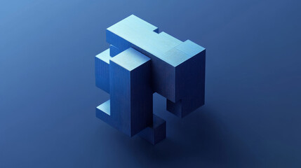 Naklejka premium Vector letter I logo. The logo is the letter I consists of cubes. Blue style