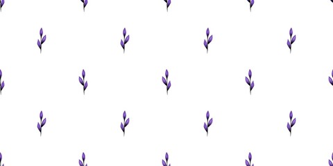 seamless pattern with small plants with purple leaves on a white background