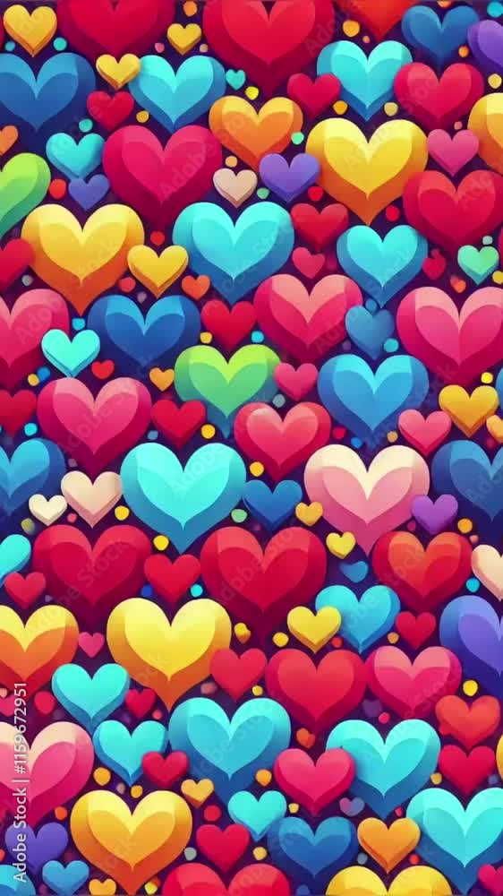 Poster love vertical video. fast-changing graffiti-style hearts images featuring the word ‘love’ with a dyn