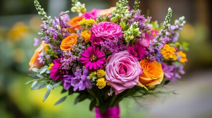 Vibrant Bouquet of Colorful Flowers in Full Bloom