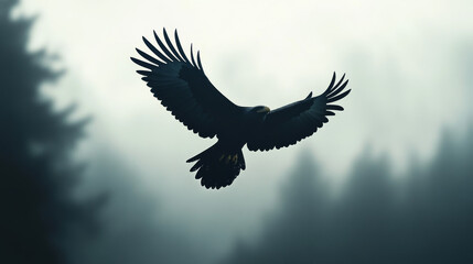 Fototapeta premium Vector logo eagle. The eagle soars above the inscription. Brand logo